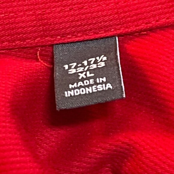 Van Heusen X-Large 17-17 1/2 32-33 Red  Cotton Blend  Long Sleeve Dress Shirt - Picture 4 of 12
